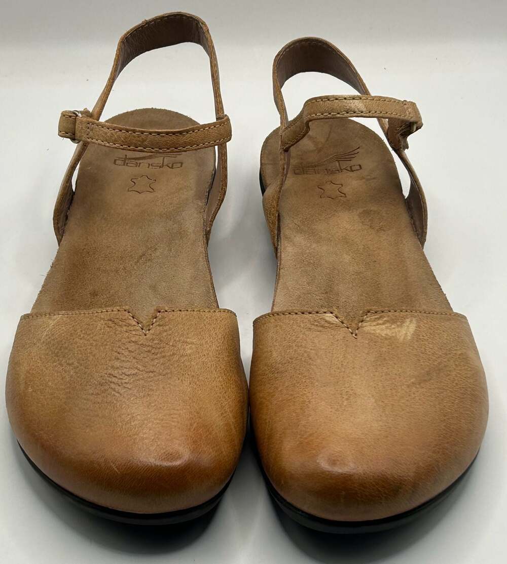 Dansko Rowan Honey Distressed Leather Closed Toe Sandals